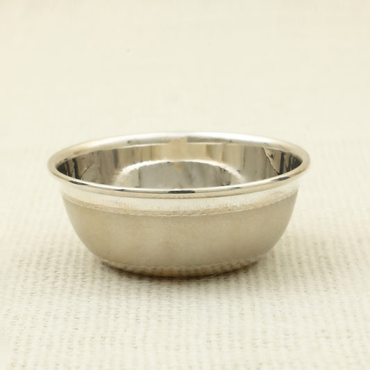 Plain Silver Pooja Bowl with Polished Rim