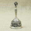 Antique Finish Silver Pooja Bell – Embossed Floral and Sun Motif Design