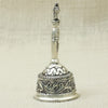 Antique Finish Silver Pooja Bell – Embossed Floral and Sun Motif Design