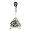 Antique Finish Silver Pooja Bell – Embossed Floral and Sun Motif Design