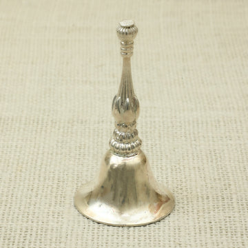 Antique Finish Silver Pooja Bell – Ornate Floral Handle Design