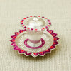 Antique Finish Silver Kankavati Meena – Lotus Base with Hand-Enameled Detailing