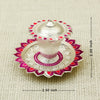 Antique Finish Silver Kankavati Meena – Lotus Base with Hand-Enameled Detailing