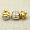 Dual-Tone Brass & Silver Kumkum Containers with Lids – Traditional Pooja Essentials