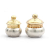 Dual-Tone Brass & Silver Kumkum Containers with Lids – Traditional Pooja Essentials