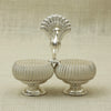 Silver Dual Bowl with Peacock Handle