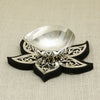 Designer Silver Lotus Diya – Intricate Cutwork on Wooden Base