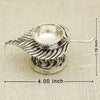 Silver Bilva Leaf Diya – Ornate Pooja Lamp with Traditional Motifs