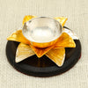 Silver and Gold-Plated Lotus Diya – Elegant Pooja Lamp on Wooden Base