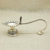 Antique Silver Finish Single Aarti with Handle – Floral Design