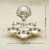 Silver Peacock Diya Stand – 5-Wick Oil Lamp for Pooja