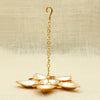 Hanging Lotus Diya Stand – Gold & Silver Finish with Chain Hook
