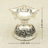 Silver Plated Decorative Diya – Floral Engraved Base