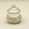 Handcrafted Silver Plated Floral Dabbi – Traditional Storage Container