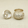 Handcrafted Silver Plated Floral Dabbi – Traditional Storage Container
