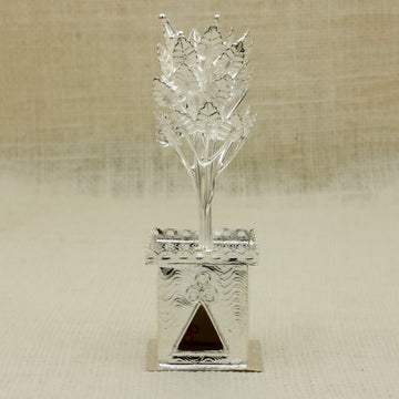 Elegant Silver Tulsi Plant Idol