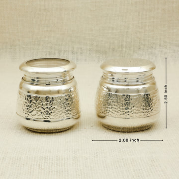 Silver Hammered Containers (Set of 2) – Traditional Spice Jars