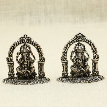 Set of Two Silver Lord Ganesha Idols – Arch Frame Design