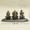 Antique Silver Finish Laxmi Ganesh Saraswati Idol Set – Seated on Lotus Base