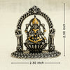 Antique Silver Lakshmi Idol with Golden Accents – Seated on Lotus Under Arch