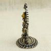 Antique Silver Lakshmi Idol with Golden Accents – Seated on Lotus Under Arch