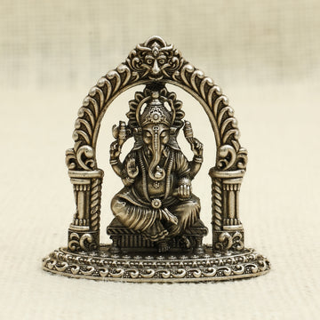 Silver Lord Ganesha Idol – Arch Frame Design