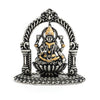 Antique Silver Lakshmi Idol with Golden Accents – Seated on Lotus Under Arch