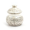 Handcrafted Silver Plated Floral Dabbi – Traditional Storage Container
