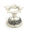 Silver Plated Decorative Diya – Floral Engraved Base