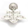 Silver Peacock Diya Stand – 5-Wick Oil Lamp for Pooja