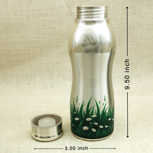 Hand-Painted Stainless Steel Water Bottle – Floral Meadow Design