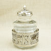Glass Storage Jar with Ornate Silver Cladding and Lid