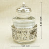 Glass Storage Jar with Ornate Silver Cladding and Lid