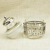 Glass Storage Jar with Ornate Silver Cladding and Lid