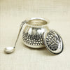 Elegant Silver Gheeloti with Leaf Motif Design