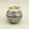 Antique Silver Kalash with Swastik and Floral Engravings – Traditional Design