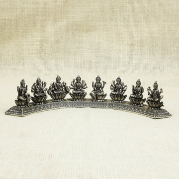 Antique Silver Ashta Lakshmi Set on Arched Base – Divine Ensemble