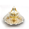 Silver-Gold Plated Decorative Nariyal on Hand shaped Tray – Auspicious Pooja Accessory