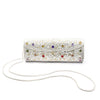 Luxurious Silver Clutch with Colorful Gemstone Embellishments