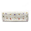 Luxurious Silver Clutch with Colorful Gemstone Embellishments