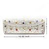 Luxurious Silver Clutch with Colorful Gemstone Embellishments