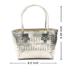 Silver Handwoven Tote Bag with Floral Accents