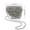 Handcrafted Silver Half-Moon Sling Bag with Floral Engravings