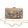 Exquisite Gold-Toned Clutch with Floral Embellishments
