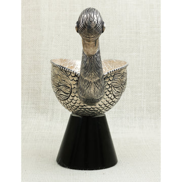 Silver Duck Goblet with Black Base – Elegant Artisan Craft
