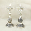 Silver Traditional Oil Lamp Set (Pair) – Intricately Handcrafted Deepams