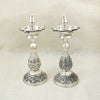 Silver Traditional Oil Lamp Set (Pair) – Intricately Handcrafted Deepams