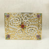 Handcrafted Gold & Silver Finish Decorative Box – Floral Enamel Accents (7.5 x 2 inch)