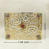 Handcrafted Gold & Silver Finish Decorative Box – Floral Enamel Accents (7.5 x 2 inch)