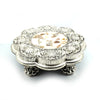 Antique Silver-Finish Decorative Chowki – Floral Design with Mother of Pearl Inlay - Resin Silver